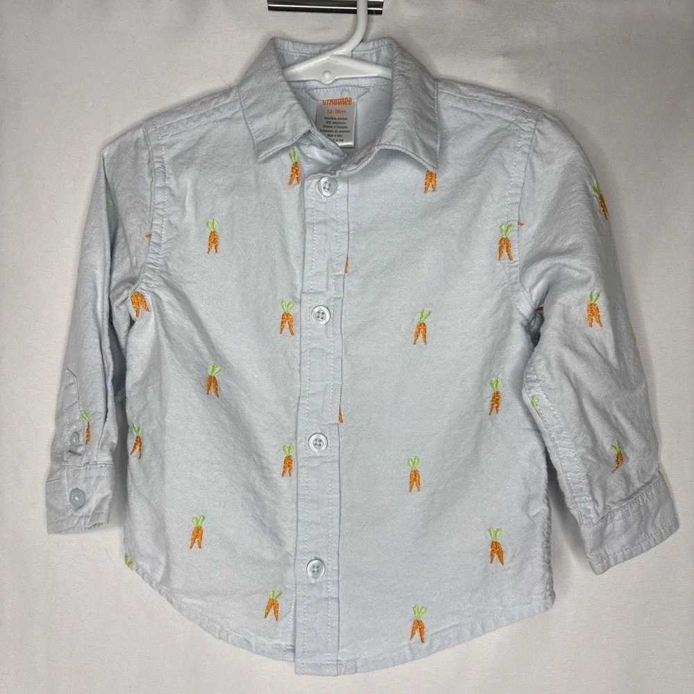 Gymboree Toddler Boy 12-18m Carrot Button Up Dress Shirt‎ Easter Holiday Spring